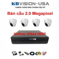 Bộ 4 camera KBVISION bán cầu 2.0 Megapixel