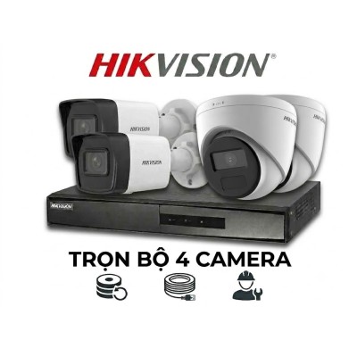 Bộ 4 camera IP PoE Full HD - Hikvision Bộ 4 camera IP PoE Full HD - Hikvision