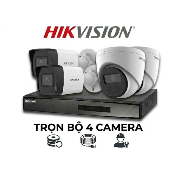Bộ 4 camera IP PoE Full HD - Hikvision