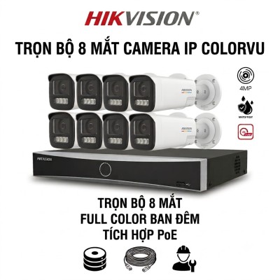 Bộ 8 camera IP PoE 4MP ColorVu - Hikvision