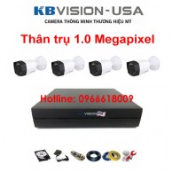 Bộ 4 camera KBVISION thân trụ 1.0 Megapixel