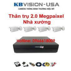Bộ 4 camera KBVISION thân trụ 2.0 MP vỏ sắt