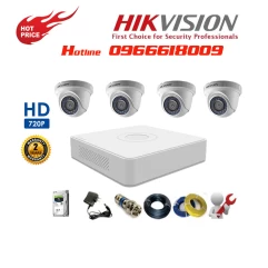 Bộ 4 Camera Dome HIKVISION 1.0MP